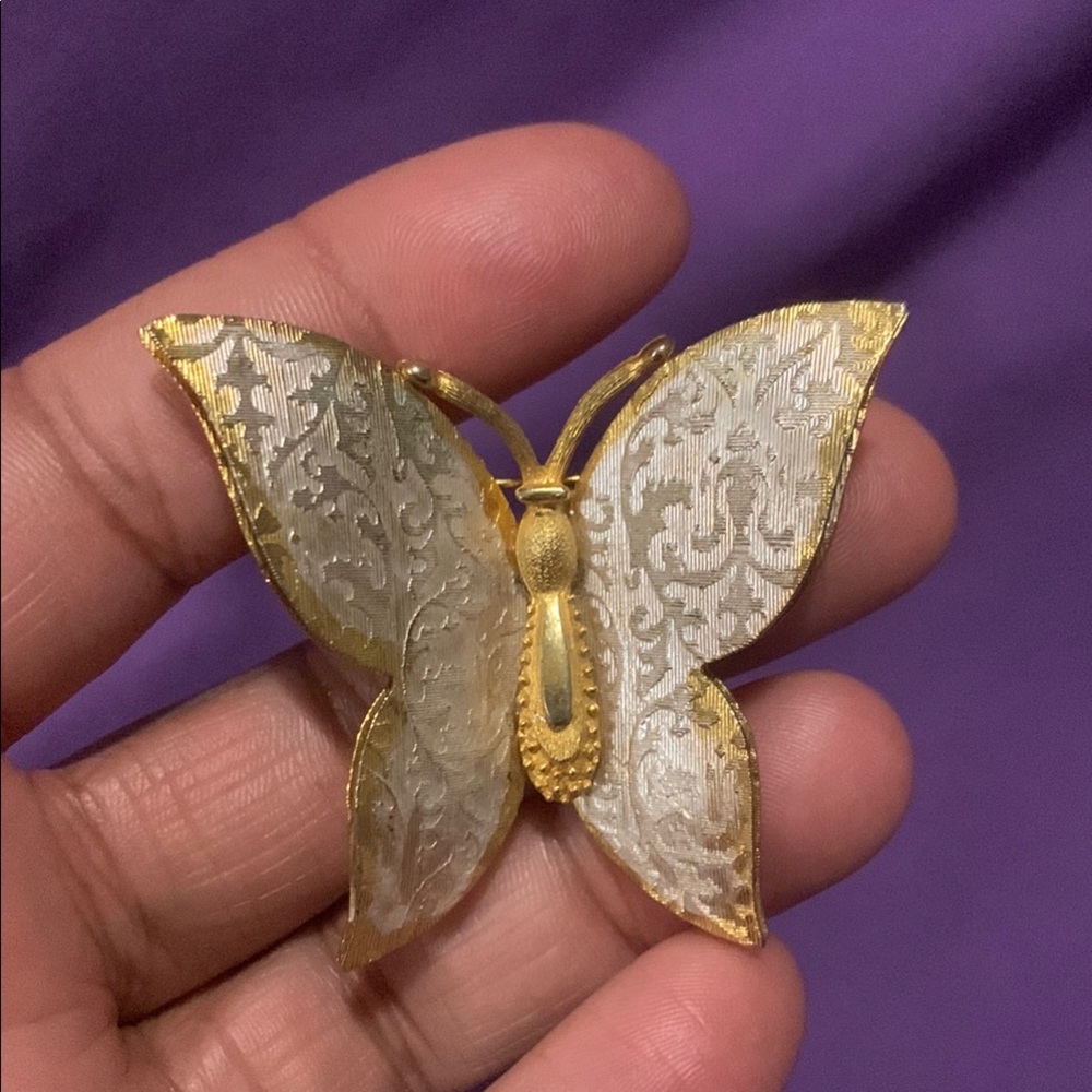 Elegant vintage Gold and Silver Butterfly Brooch